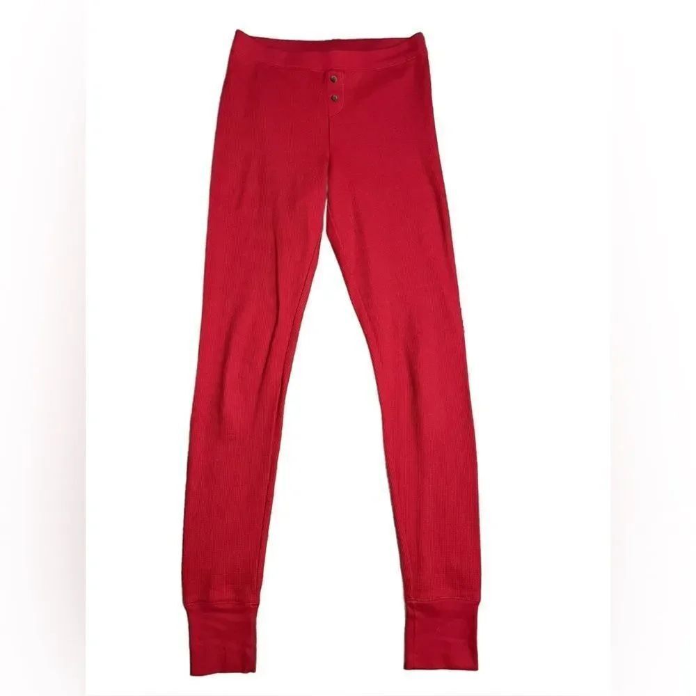 Old Navy Bright Red Waffle Knit Thermal Pajama Bottom Leggings (Size: XS)
